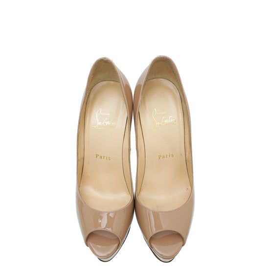 Load image into Gallery viewer, Christian Louboutin Nude Lady Peep 150 Pump 37.5
