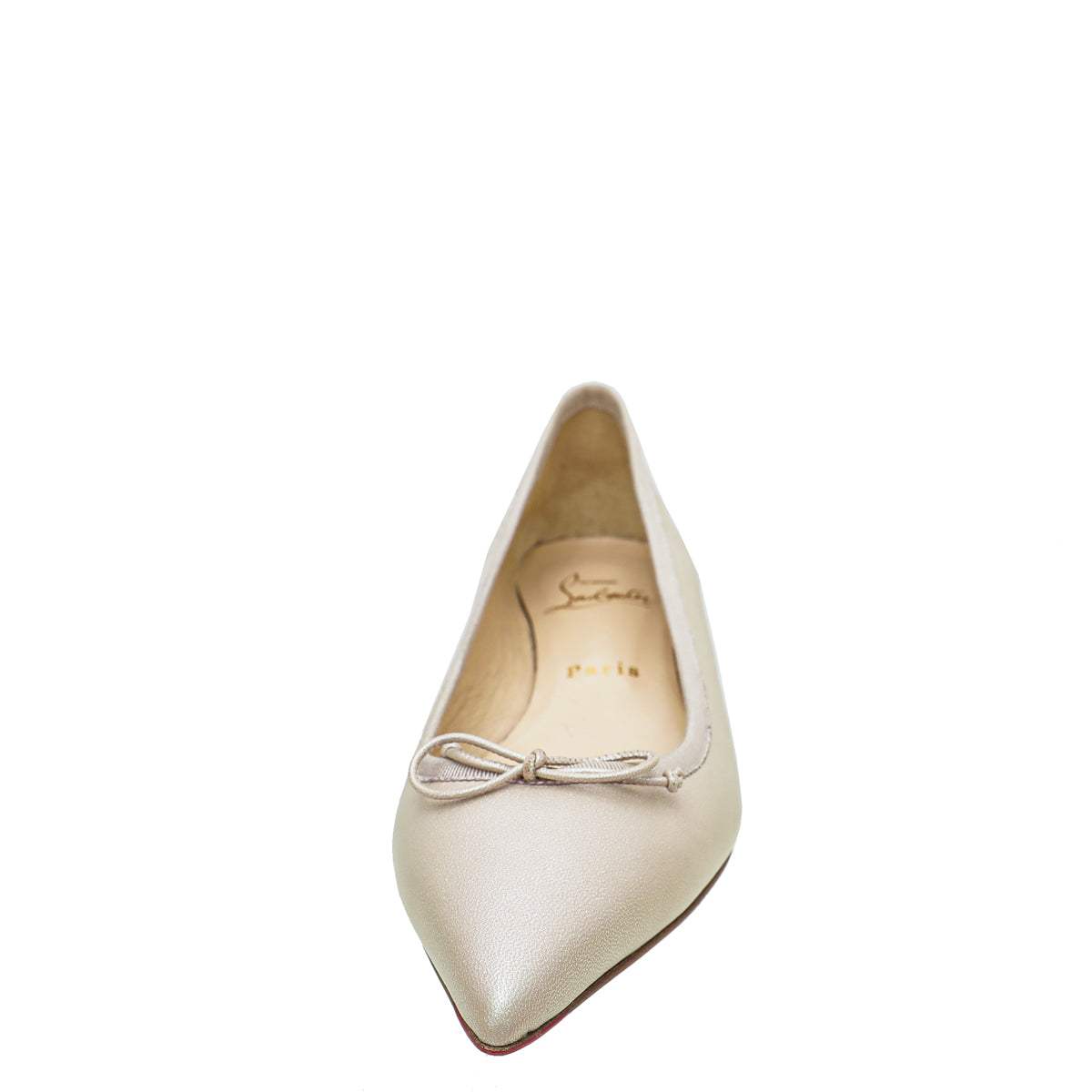 Christian Louboutin Metallic Beige Hall Leather Flat Ballerina 37-Christian Louboutin-THE CLOSET
