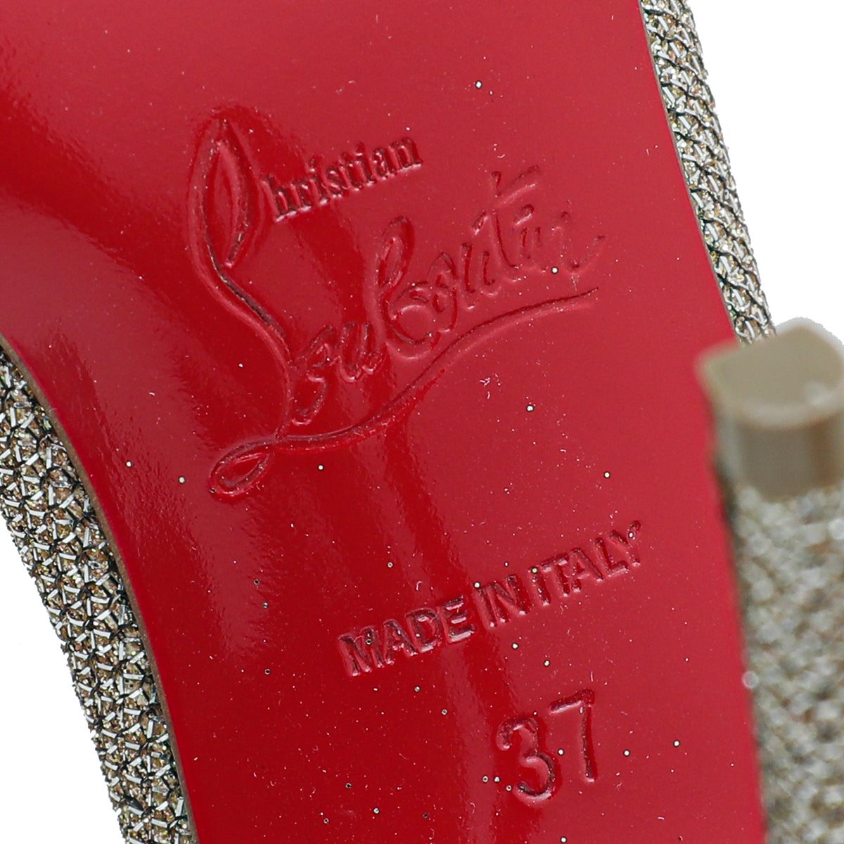 Christian Louboutin Metallic Gold/Silver Glitter Iriza 100 Pump 37