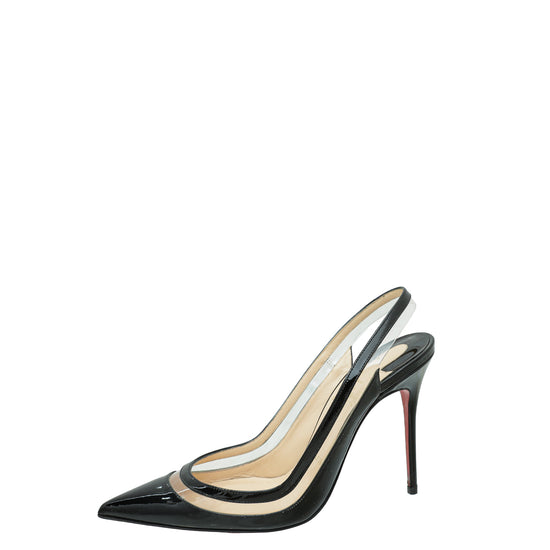 Christian Louboutin Black Calf PVC Paulina Slingback 37