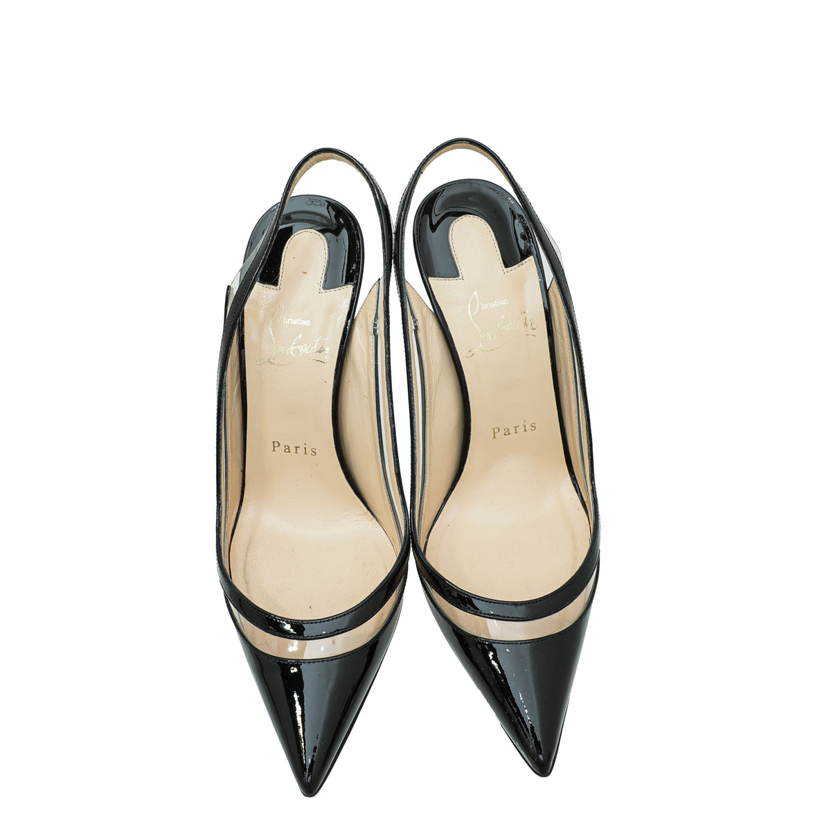 Christian Louboutin Black Calf PVC Paulina Slingback 37