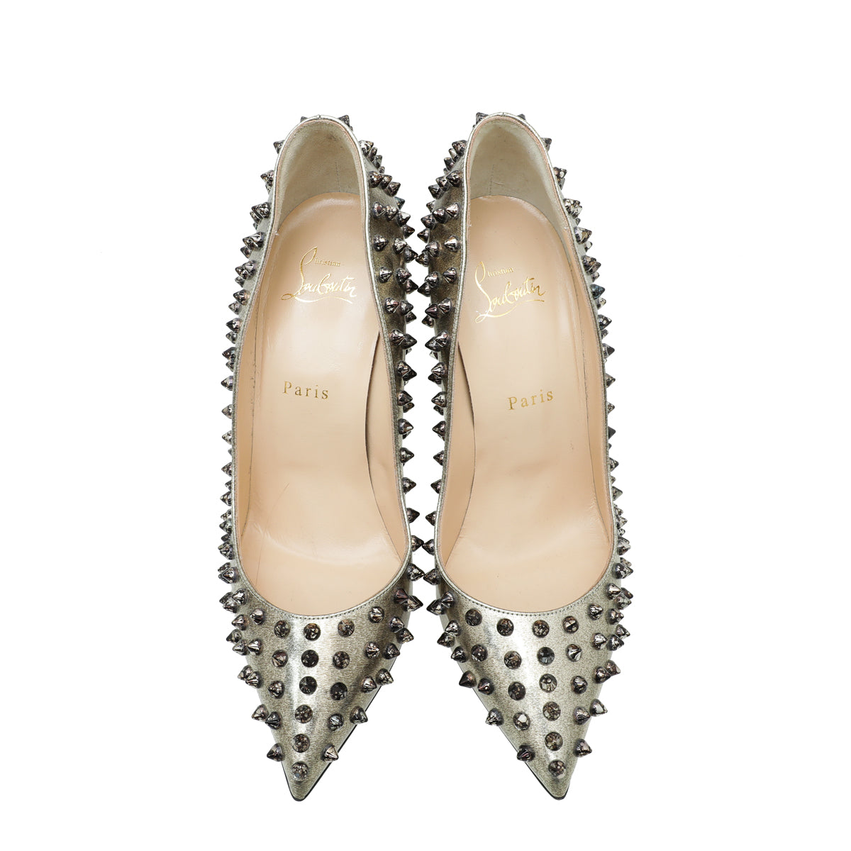 Christian Louboutin Metallic Champagne Spike Pigalle Pump 38.5