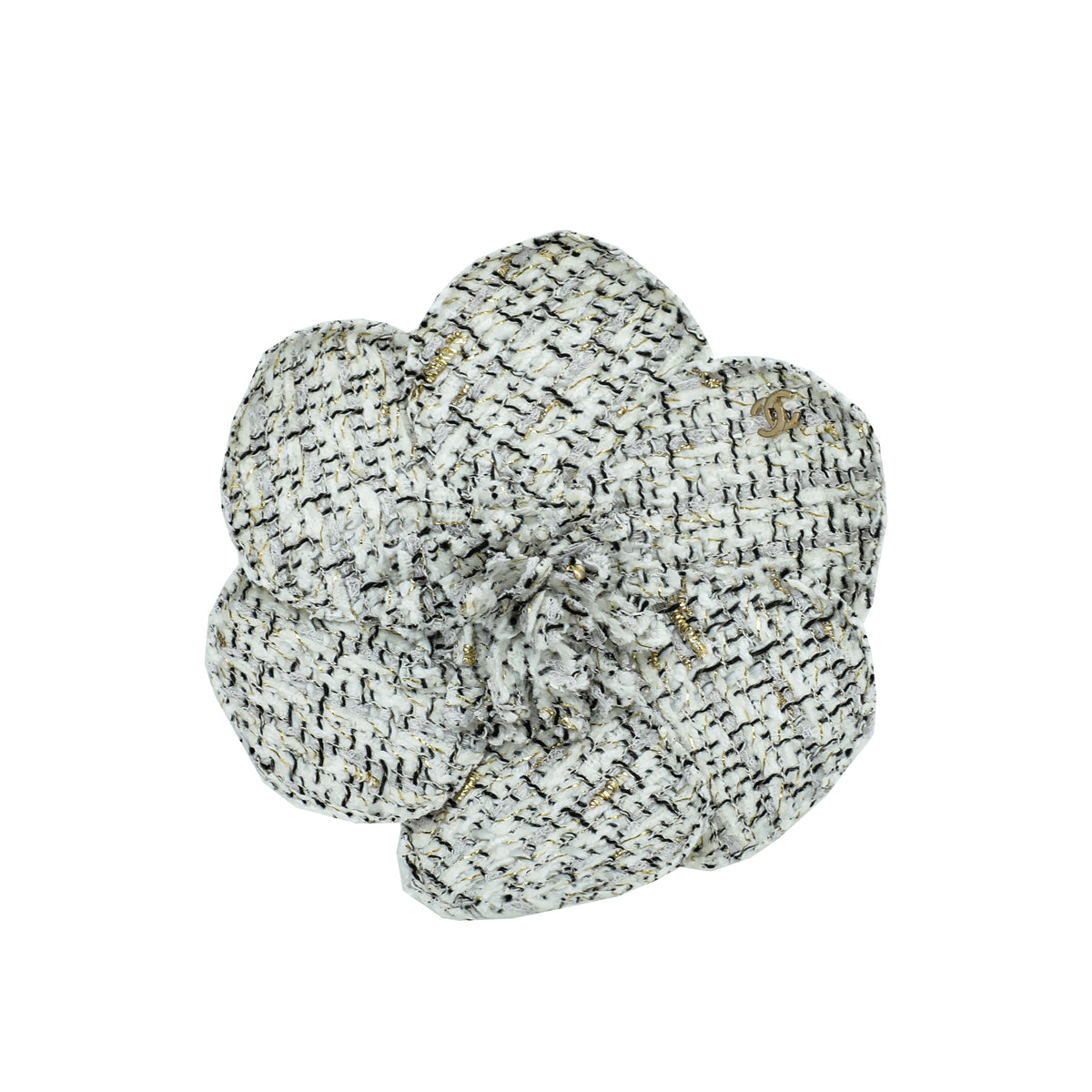 Chanel Tricolor CC Tweed Camellia Flower Brooch Large-Chanel-THE CLOSET