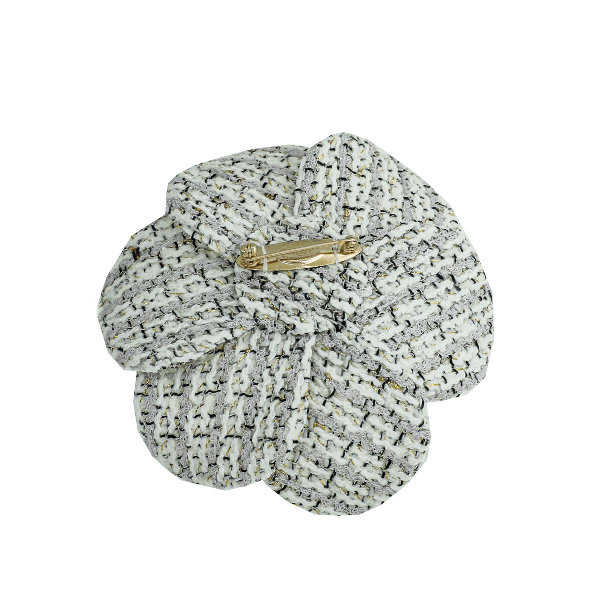 Chanel Tricolor CC Tweed Camellia Flower Brooch Large-Chanel-THE CLOSET