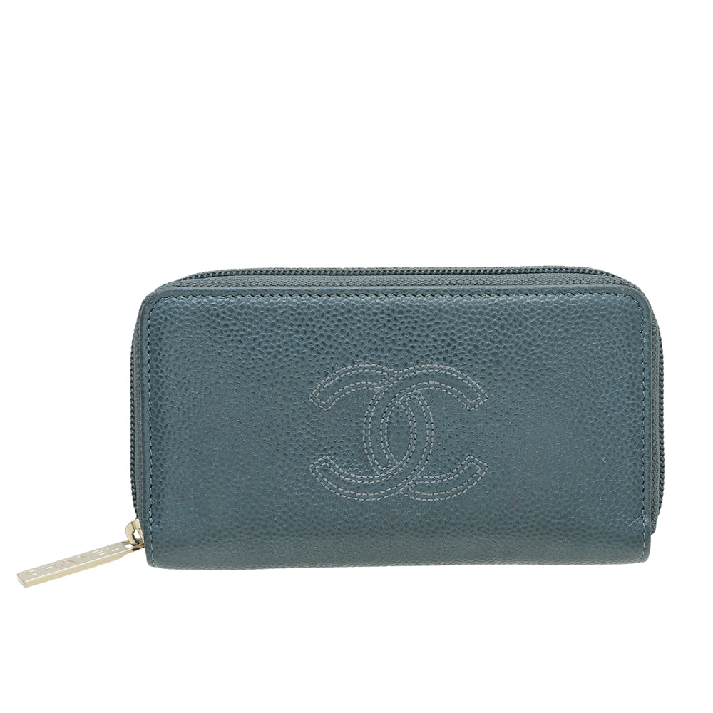 Chanel Blue CC Zip Around Wallet-Chanel-THE CLOSET