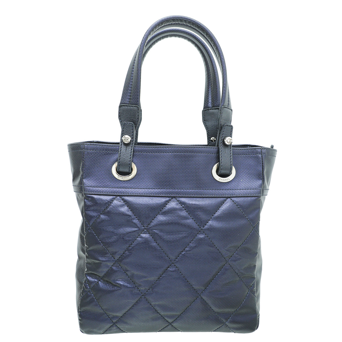 Chanel Navy Blue CC Paris Biarritz Tote Small Bag – THE CLOSET