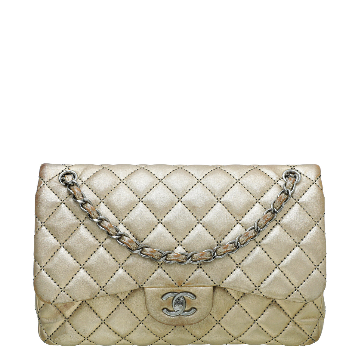 Chanel Gold CC Classic Double Flap Jumbo Bag-Chanel-THE CLOSET