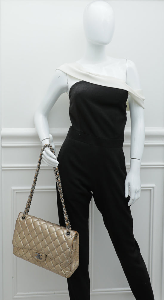 Chanel Gold CC Classic Double Flap Jumbo Bag