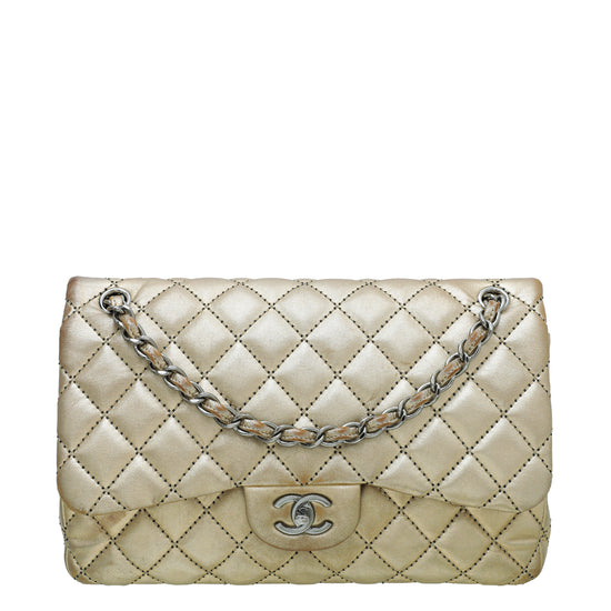 Chanel Gold CC Classic Double Flap Jumbo Bag – The Closet