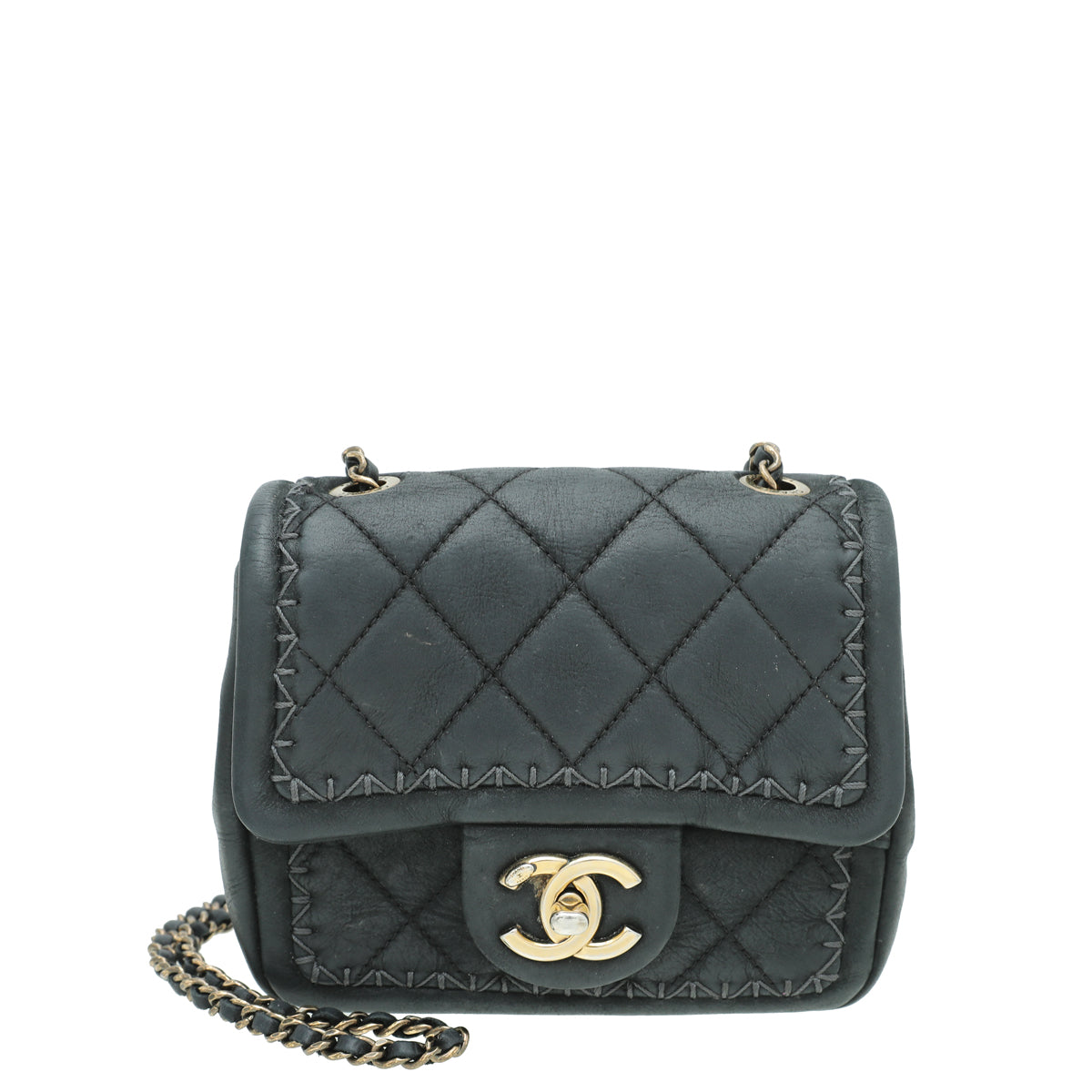 Chanel Black CC Mini Square Nubuck Stitch Bag-Chanel-THE CLOSET