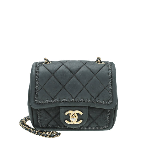Chanel Black CC Mini Square Nubuck Stitch Bag – The Closet
