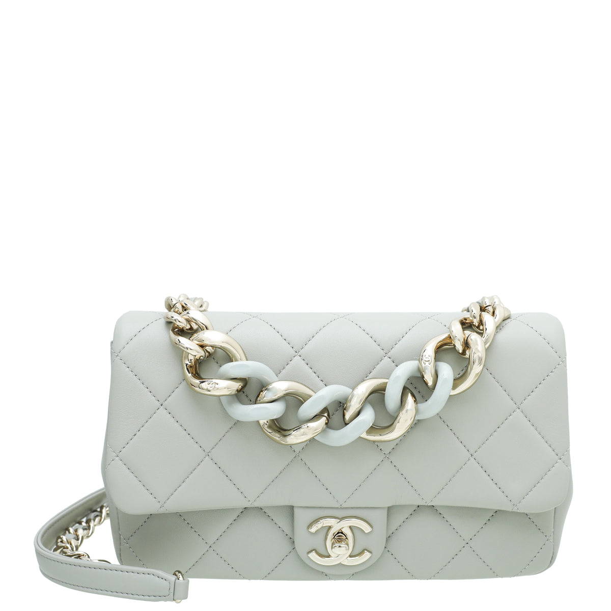 Chanel Grey CC Resin Bi-Color Chain Flap Medium Bag-Chanel-THE CLOSET