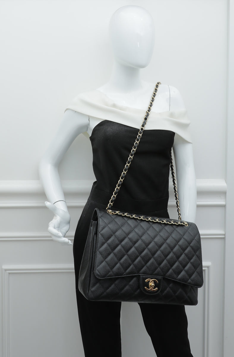 Chanel White Caviar Maxi Double Flap Bag