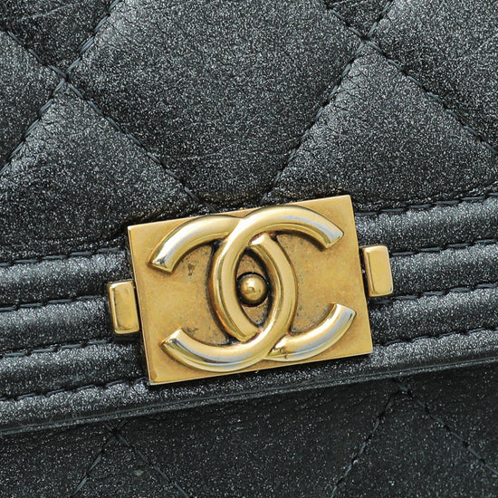 Chanel Metallic Graphite Le Boy Wallet On Chain