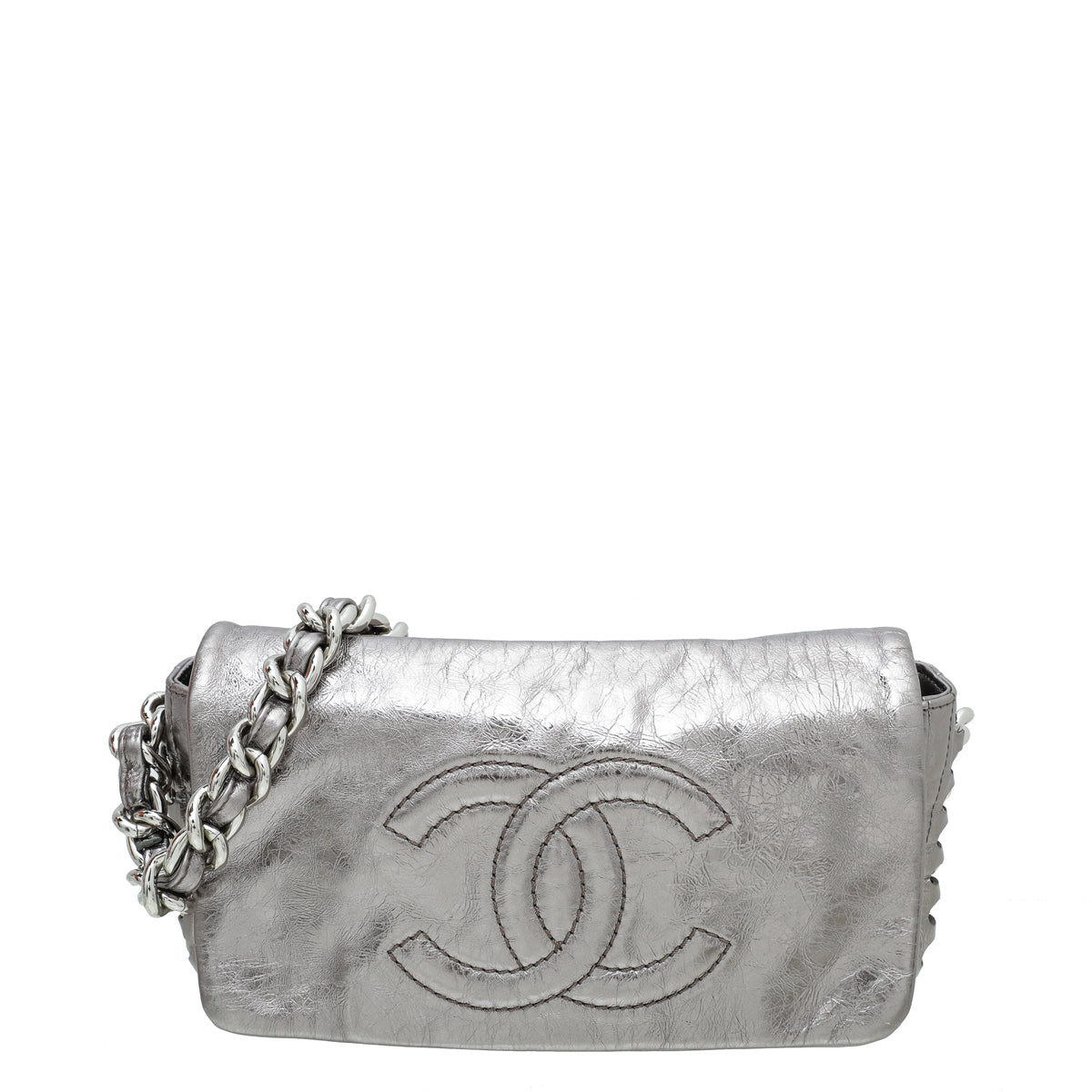 Chanel Metallic Silver CC Timeless Chain Flap Bag-Chanel-THE CLOSET