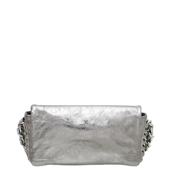 Chanel Metallic Silver CC Timeless Chain Flap Bag