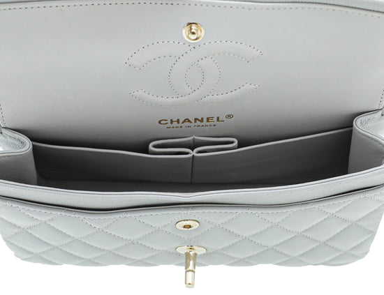 Chanel Grey CC Classic Double Flap Medium Bag