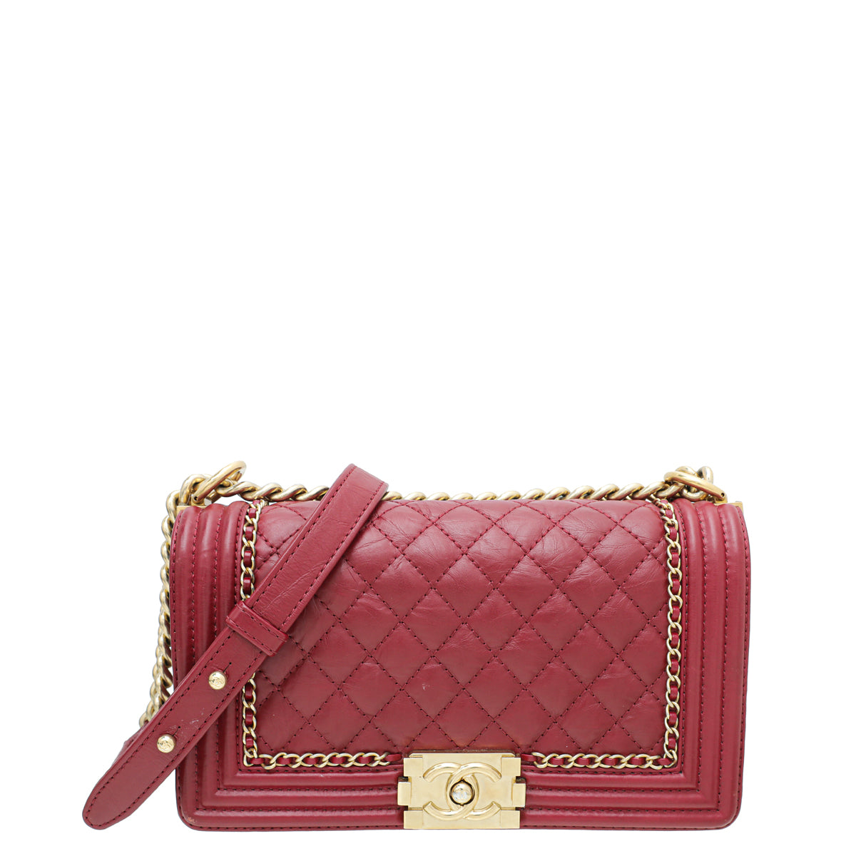 Chanel Red Le Boy Glazed Chain Medium Bag-Chanel-THE CLOSET