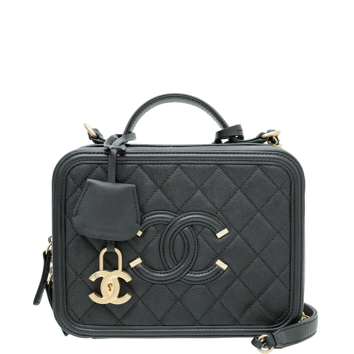 Chanel Black CC Filigree Vanity Case Medium Bag-Chanel-THE CLOSET