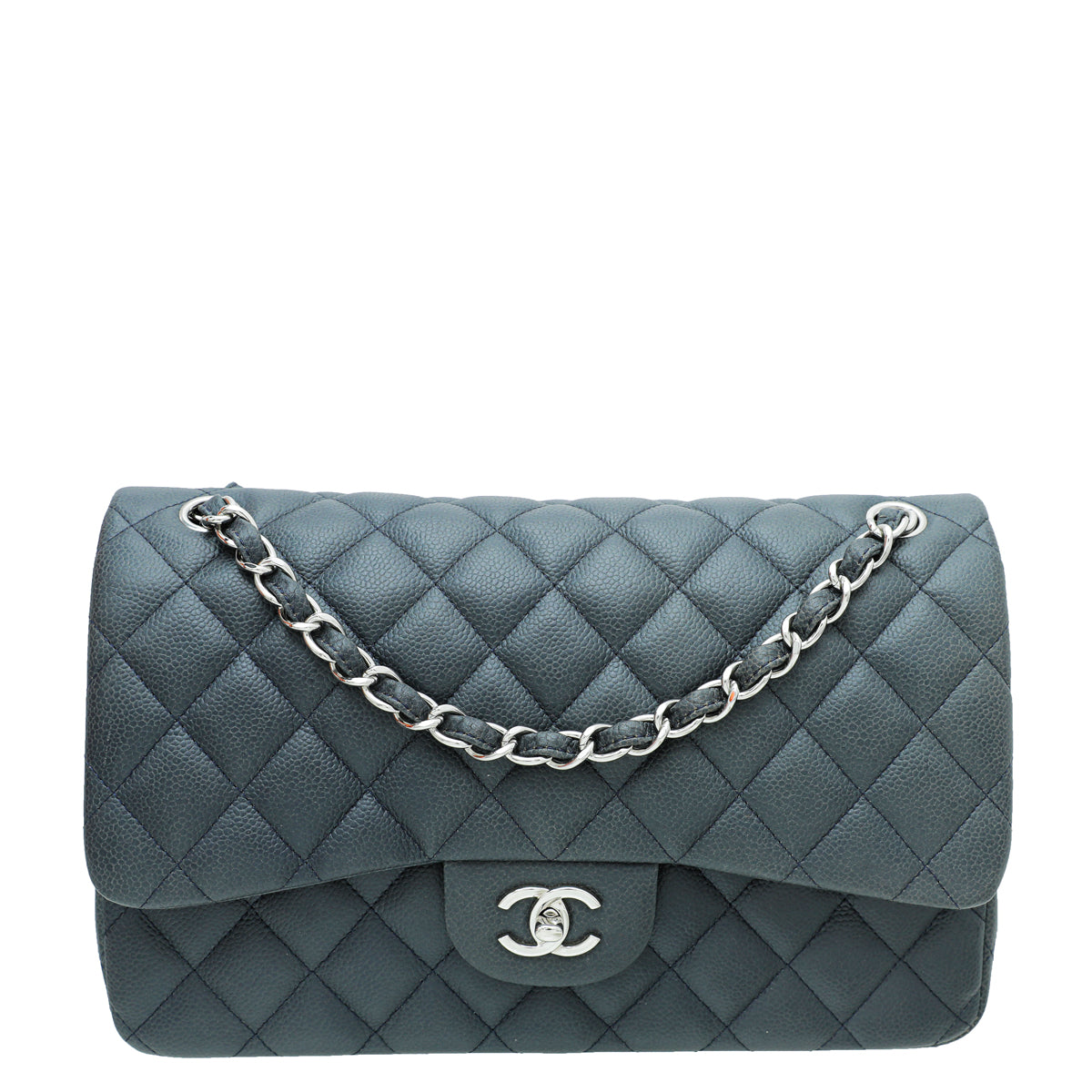 Chanel Indigo Blue CC Classic Double Flap Jumbo Bag-Chanel-THE CLOSET