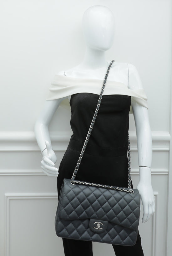 Chanel Indigo Blue CC Classic Double Flap Jumbo Bag