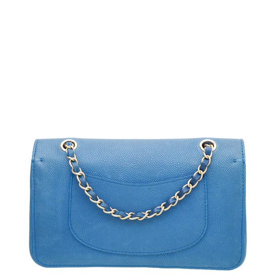 Chanel Blue CC Pure Classic Double Flap Medium Bag – The Closet