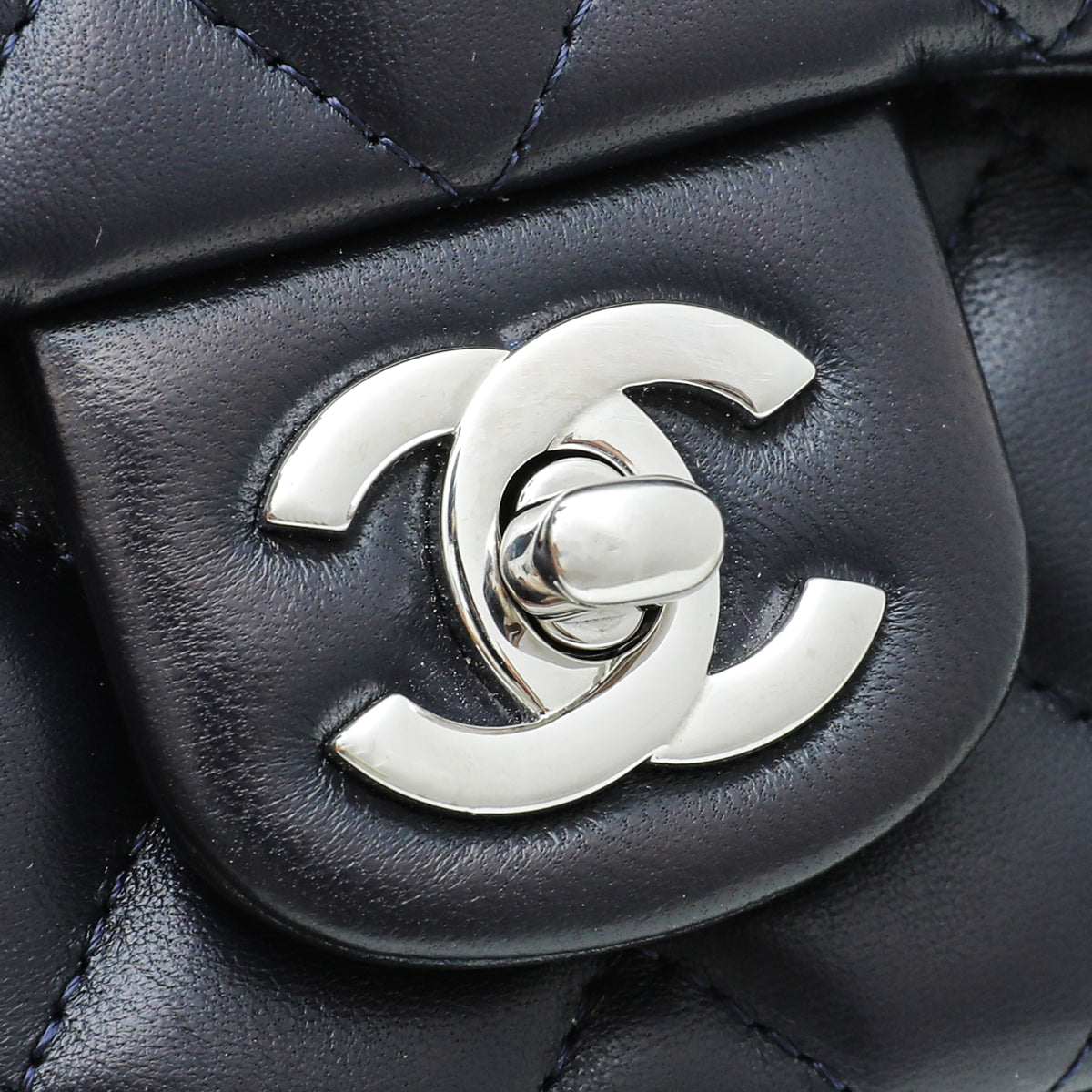 Chanel Navy Blue CC Front Pocket Chain Clutch