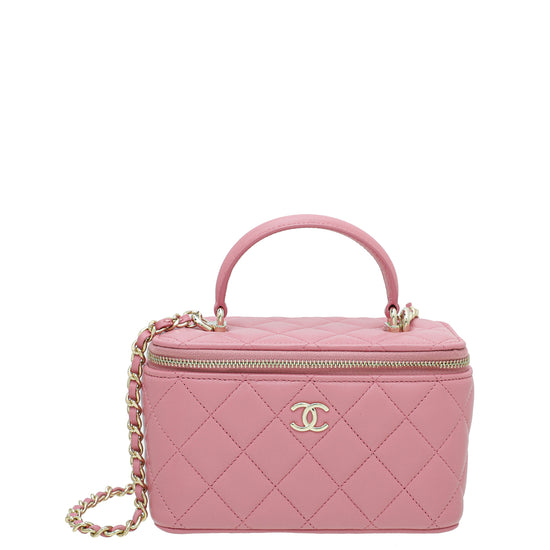 Chanel Pink CC Vanity Top Handle Small Case – The Closet