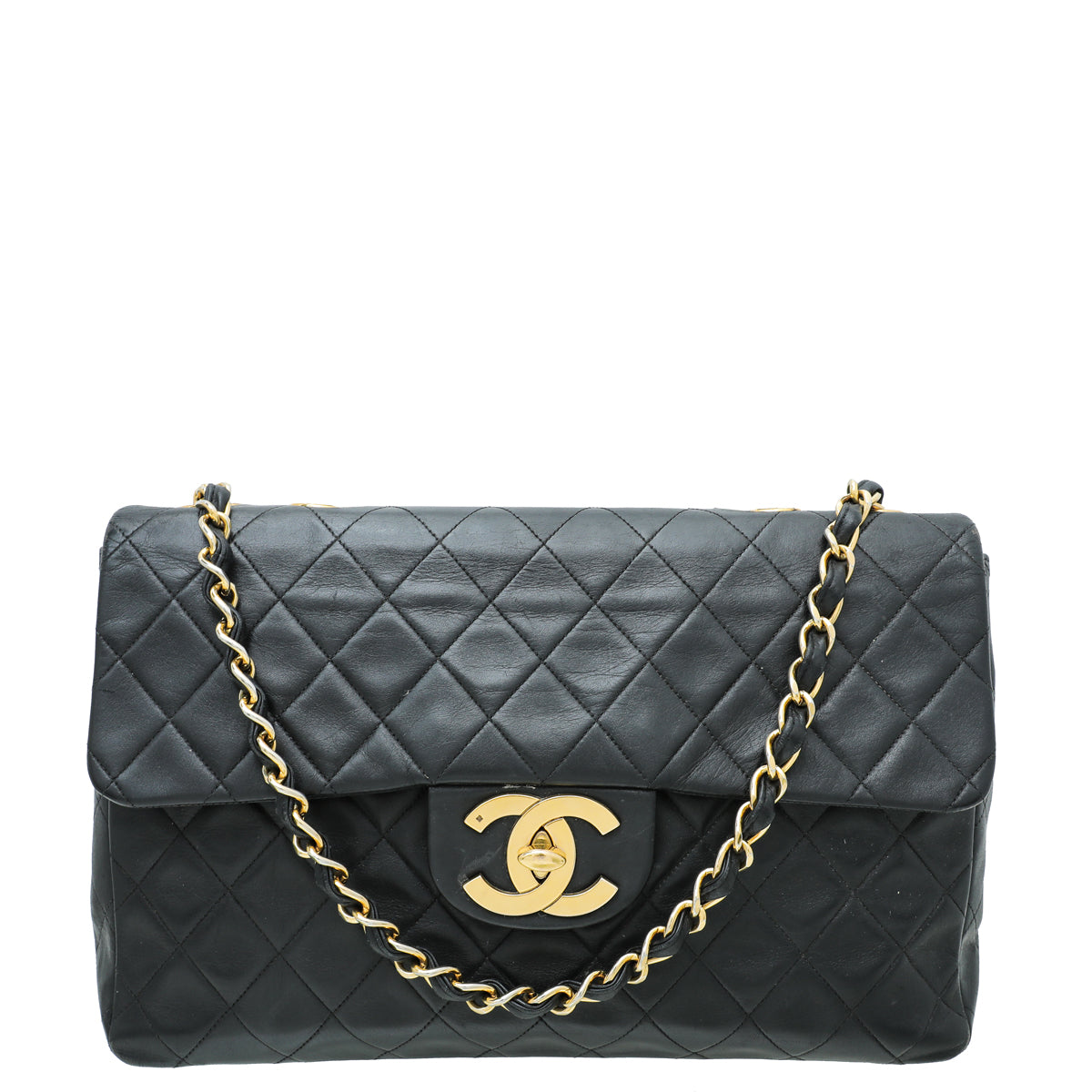 Chanel Black Vintage CC Classic Single Flap Maxi Bag-Chanel-THE CLOSET