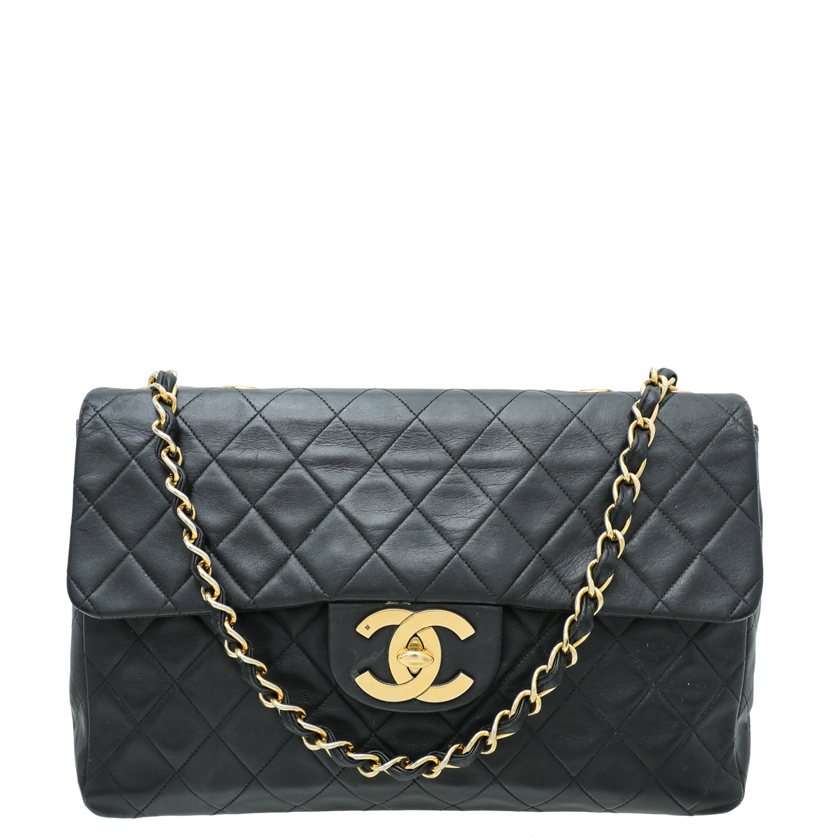 Chanel Black Vintage CC Classic Single Flap Maxi Bag – The Closet