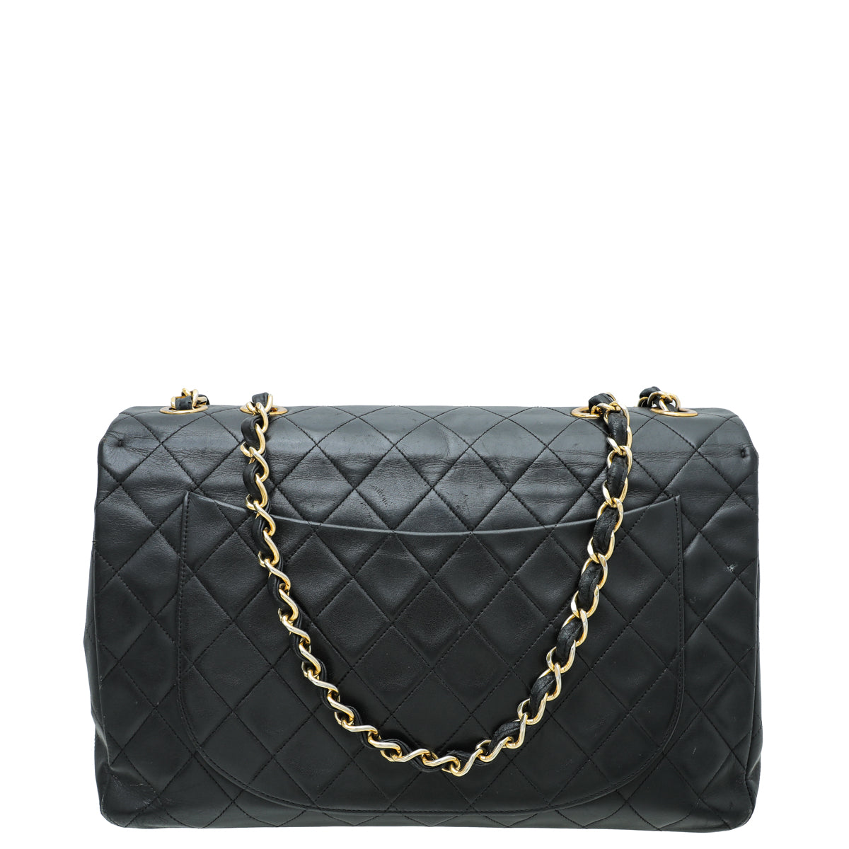 Chanel Black Vintage CC Classic Single Flap Maxi Bag