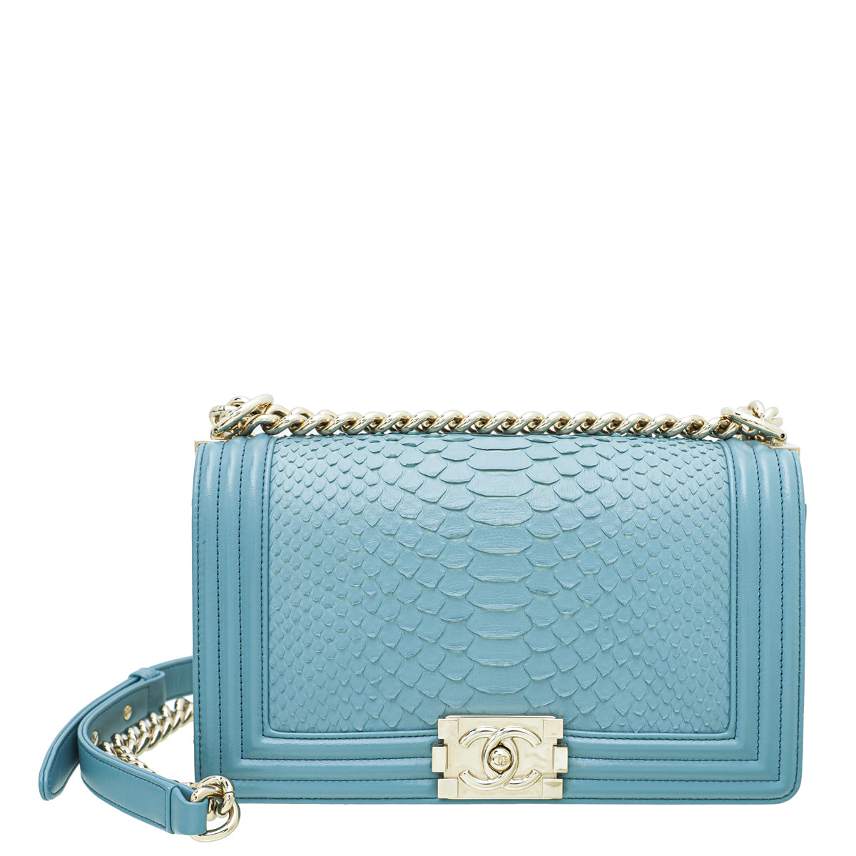 Chanel Grey Blue Python Le Boy Medium Bag-Chanel-THE CLOSET