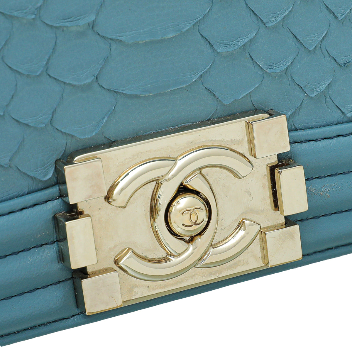 Teal Python Chanel Chanel Grey Blue Python Le Boy Medium Bag – THE CLOSET