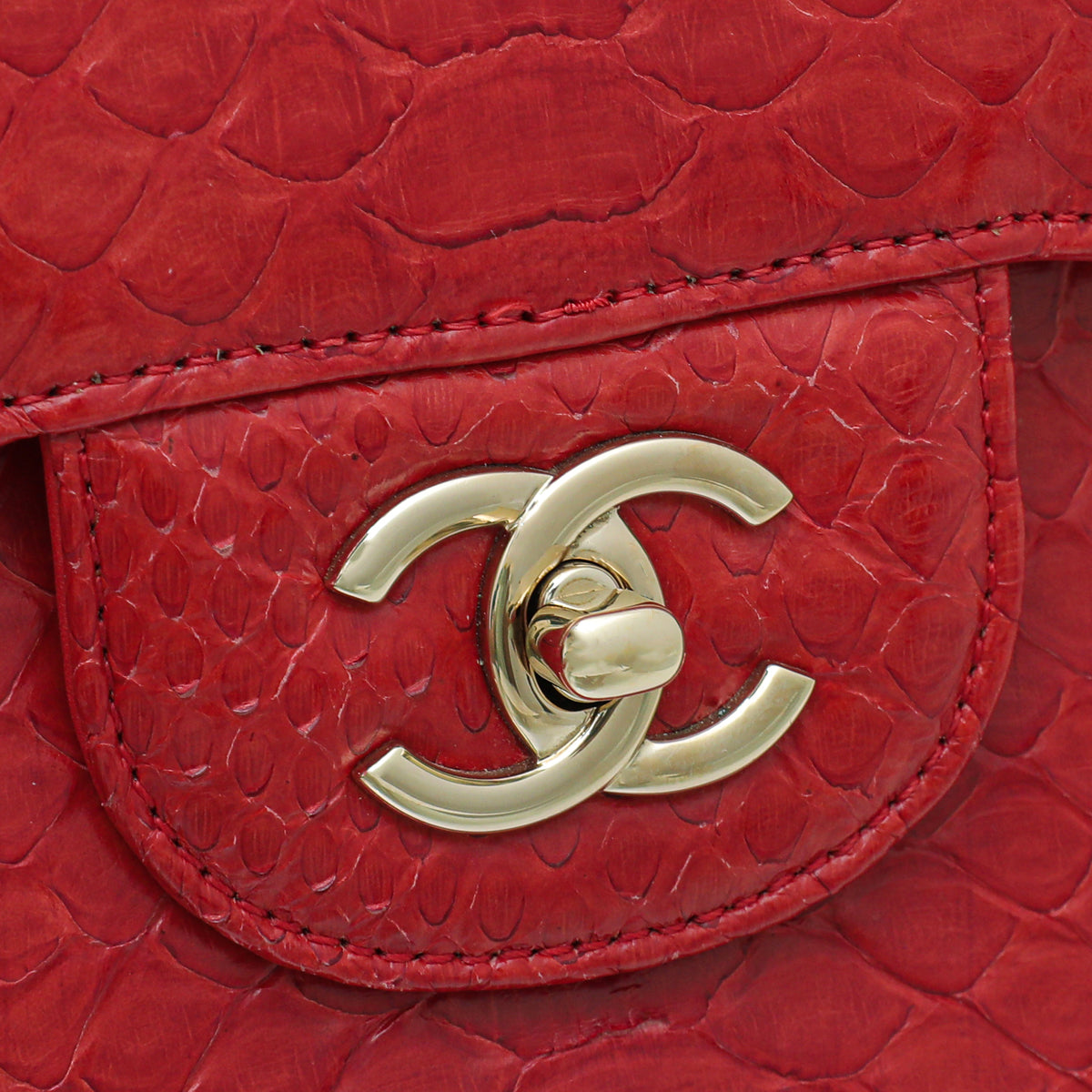 Red Chanel Python Chanel Red Python Classic Double Flap Jumbo Bag – THE CLOSET