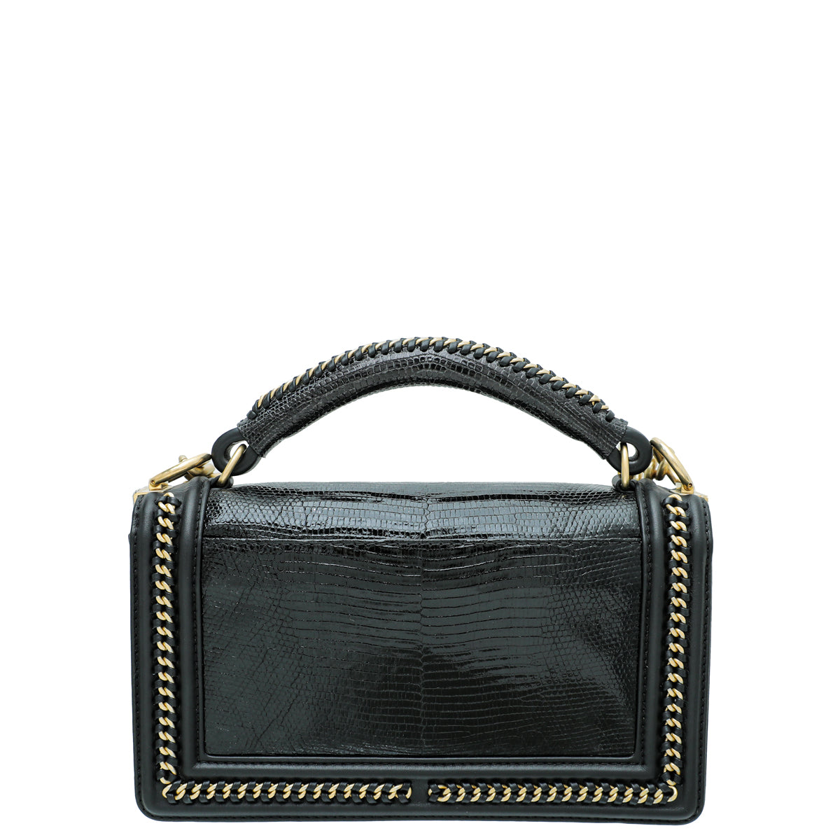 Chanel Black Le Boy Lizard Top Handle Chain Around Medium Bag-Chanel-THE CLOSET