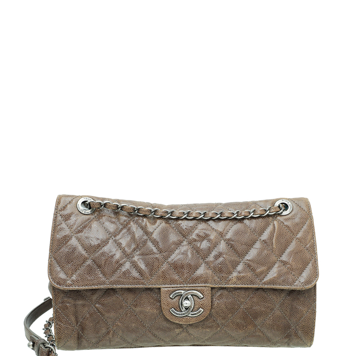 Chanel Brown CC Glazed Crave Jumbo Flap Bag-Chanel-THE CLOSET