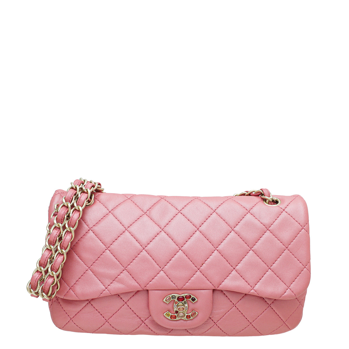 Chanel Pink CC Crystal Single Flap Jumbo Bag-Chanel-THE CLOSET