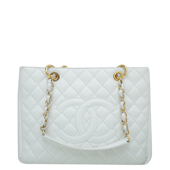 Chanel White CC Caviar GST Medium Bag