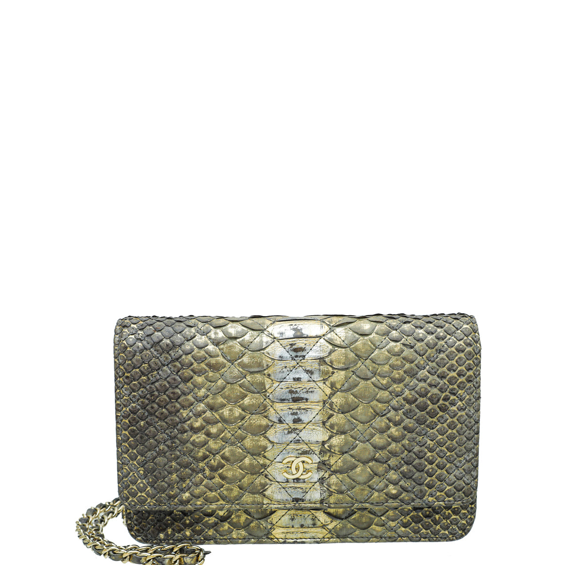 Chanel Metallic Bicolor Python CC Classic Wallet On Chain-Chanel-THE CLOSET