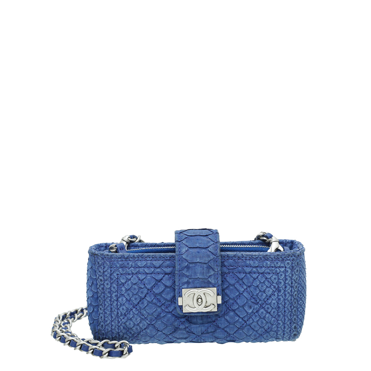 Chanel Blue Python Boy Chain Crossbody Phone Holder-Chanel-THE CLOSET