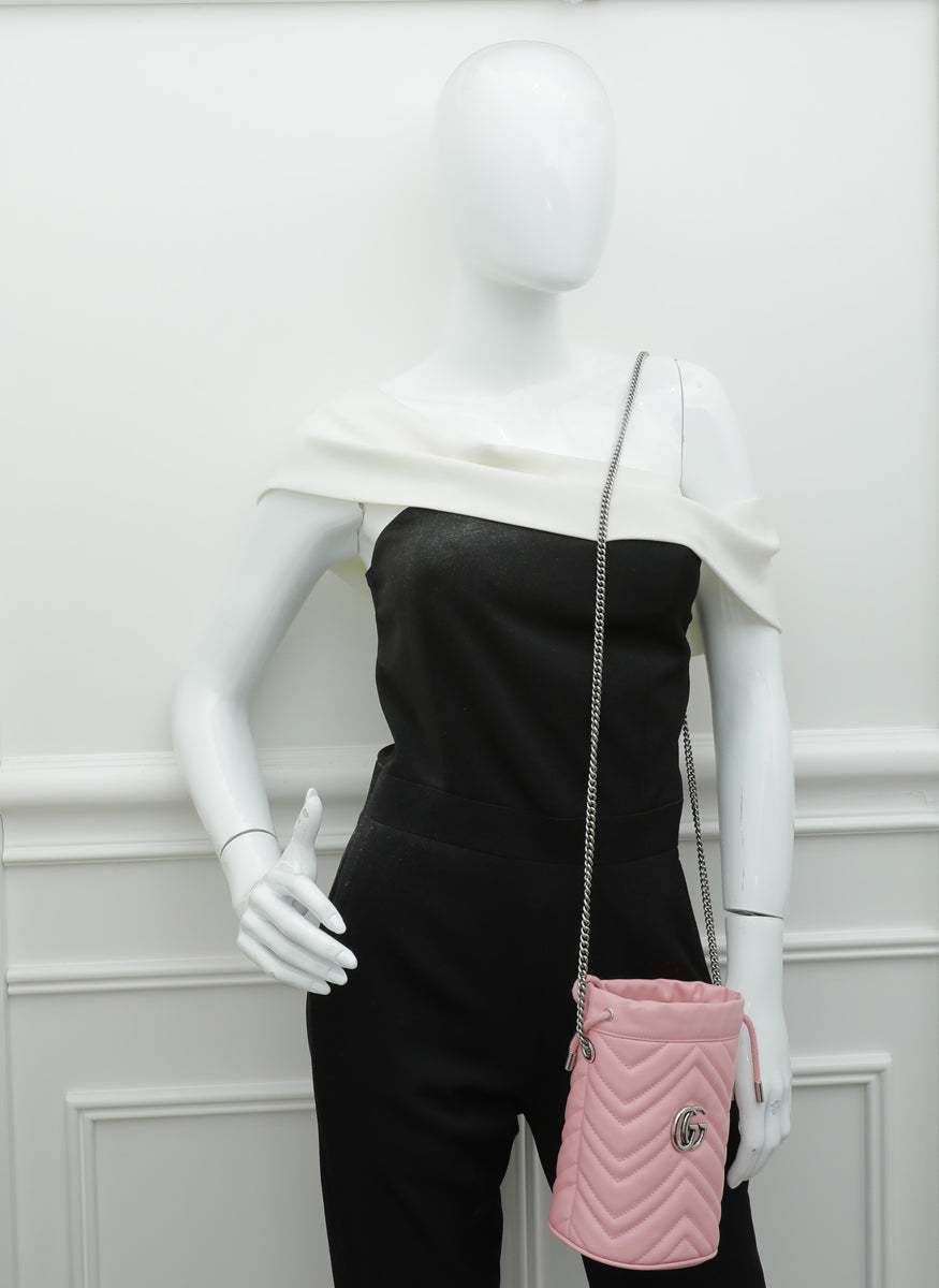 Gucci Pink GG Marmont Mini Bucket Bag