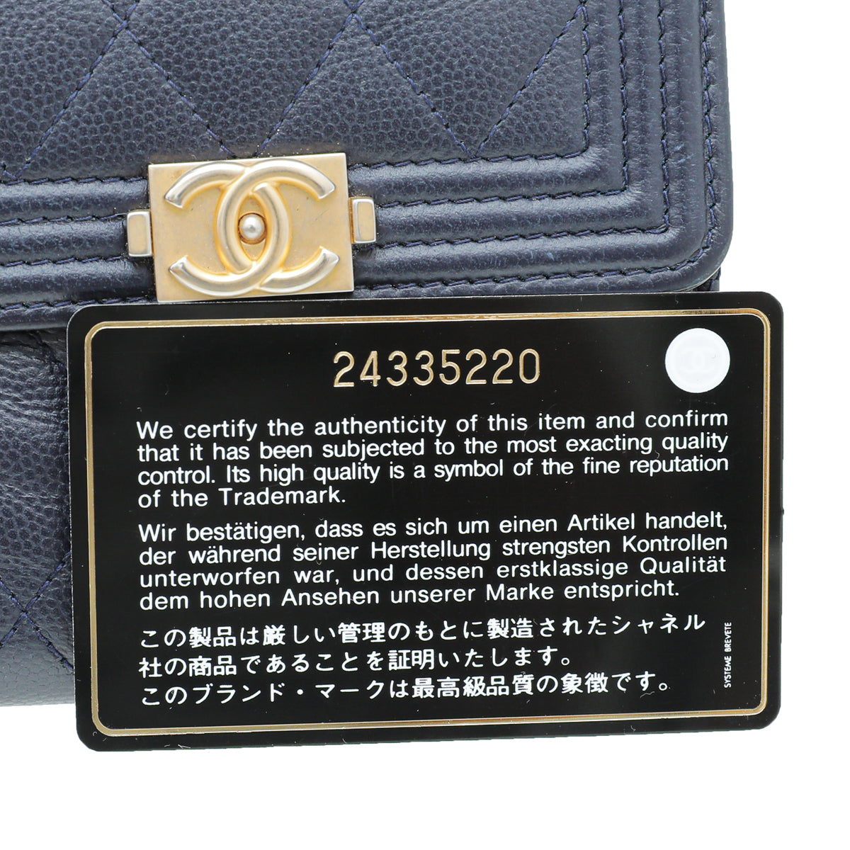 Chanel Navy Boy Compact Wallet