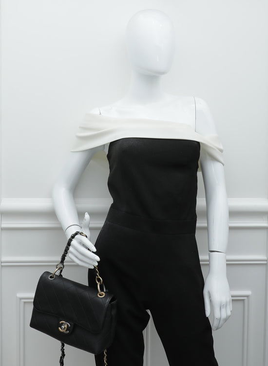 Chanel Black Chain Top Handle Flap Bag