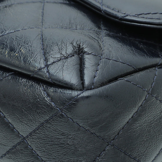 Chanel Navy Blue CC Metal Plate Glazed Flap Bag – The Closet