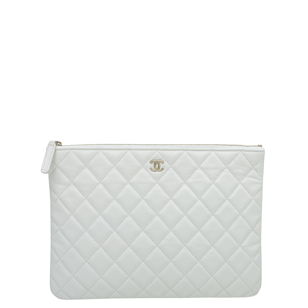 Chanel White CC Classic Medium Pouch-Chanel-THE CLOSET