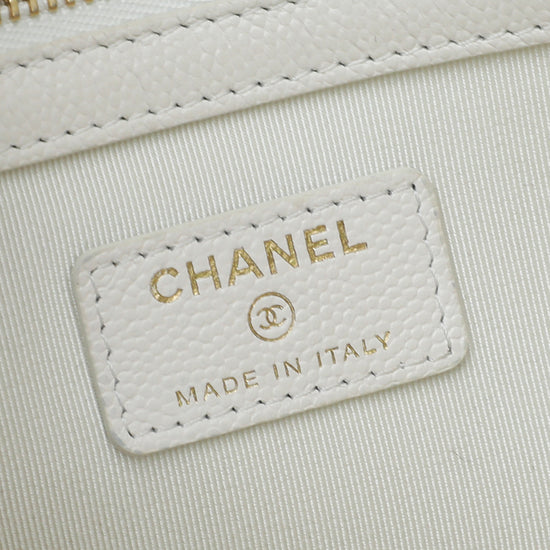 Chanel White CC Classic Medium Pouch – The Closet