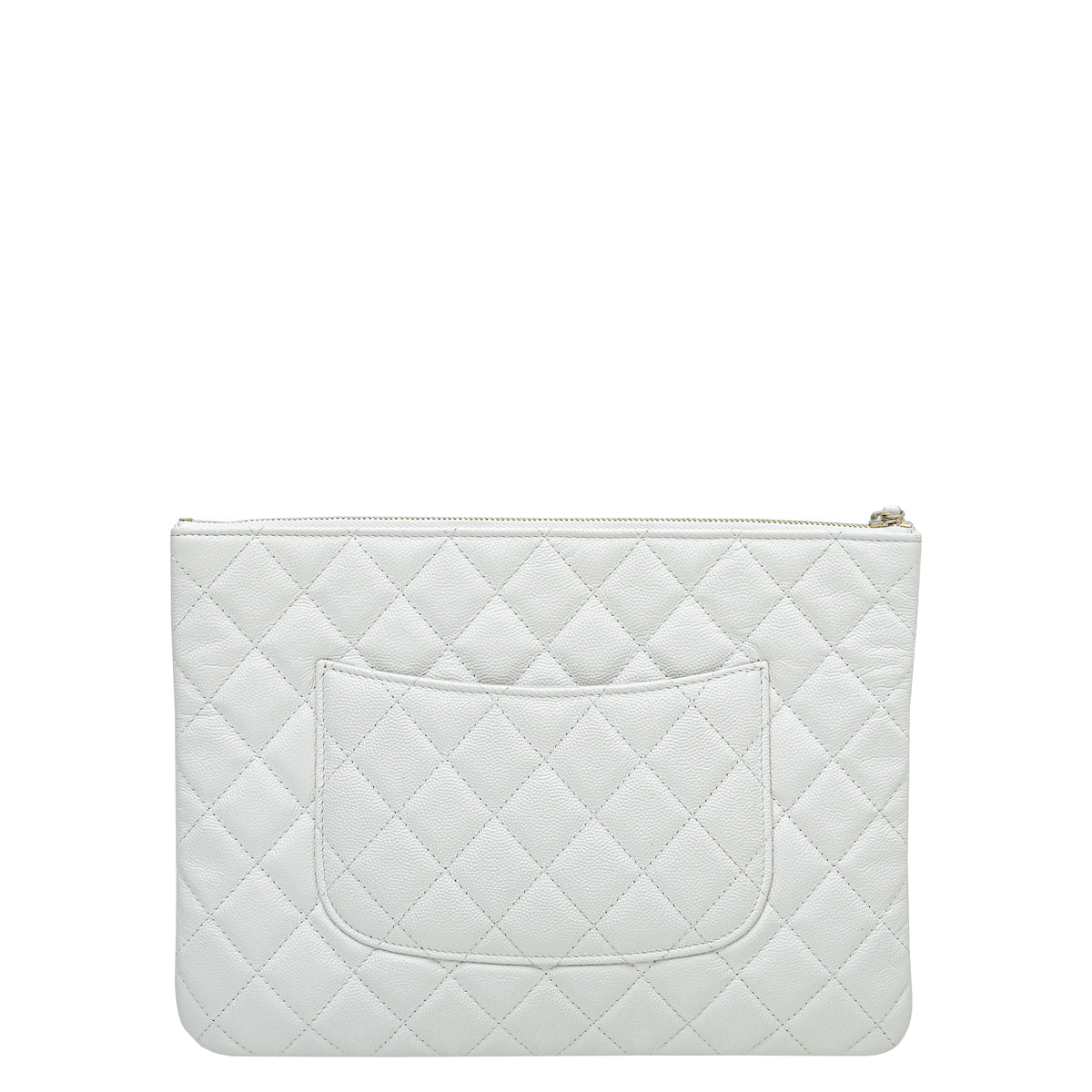 Chanel White CC Classic Medium Pouch-Chanel-THE CLOSET