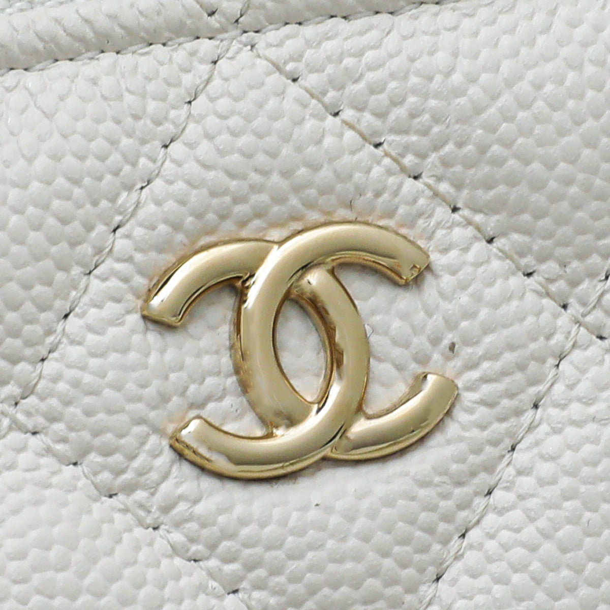 Chanel White CC Classic Medium Pouch