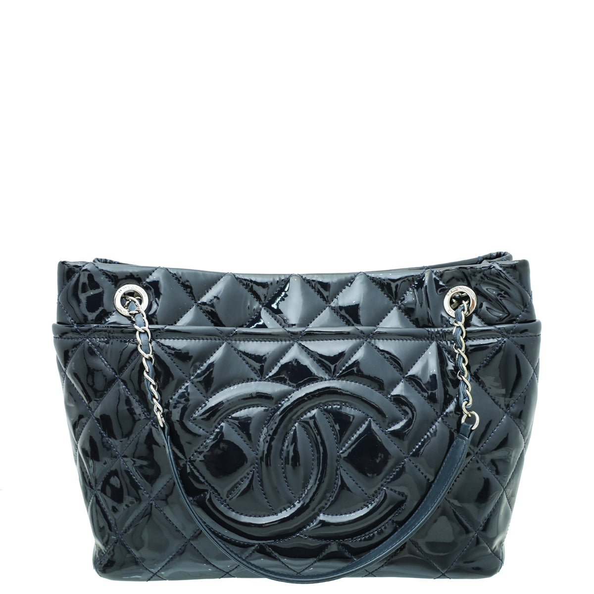 Chanel Navy Blue CC Timeless Tote Shopping Bag Large-Chanel-THE CLOSET