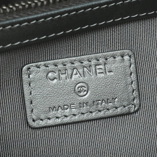 Chanel Metallic Silver Round Handle Top Handle Flat Clutch Bag